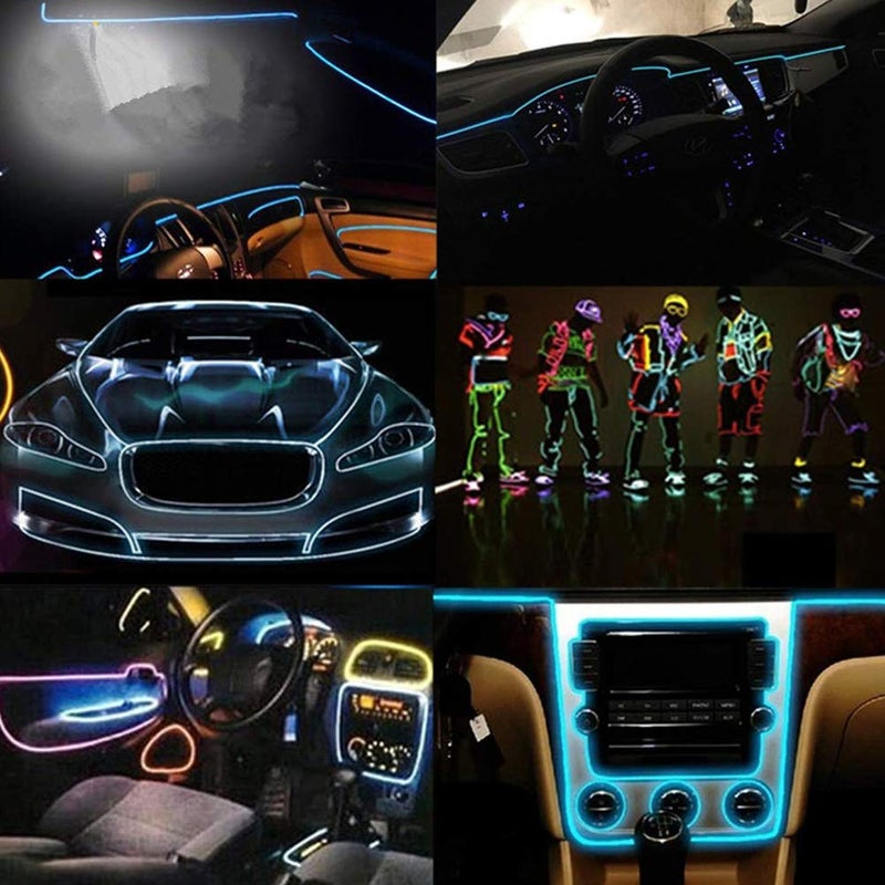 ABALDI El Wire Neon Light Car Interior LED Lights, Ambient Lighting Kits for Xmas Halloween Christmas Car Decoration(5m/16ft, Pink) - Image 5